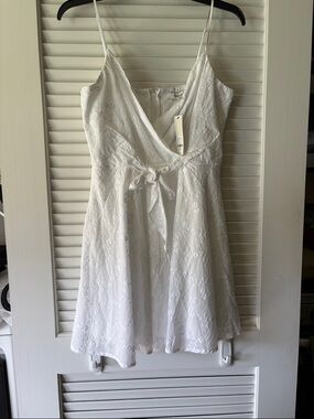 Francesca's Collections White Eyelet Spaghetti Strap Mini Dress
